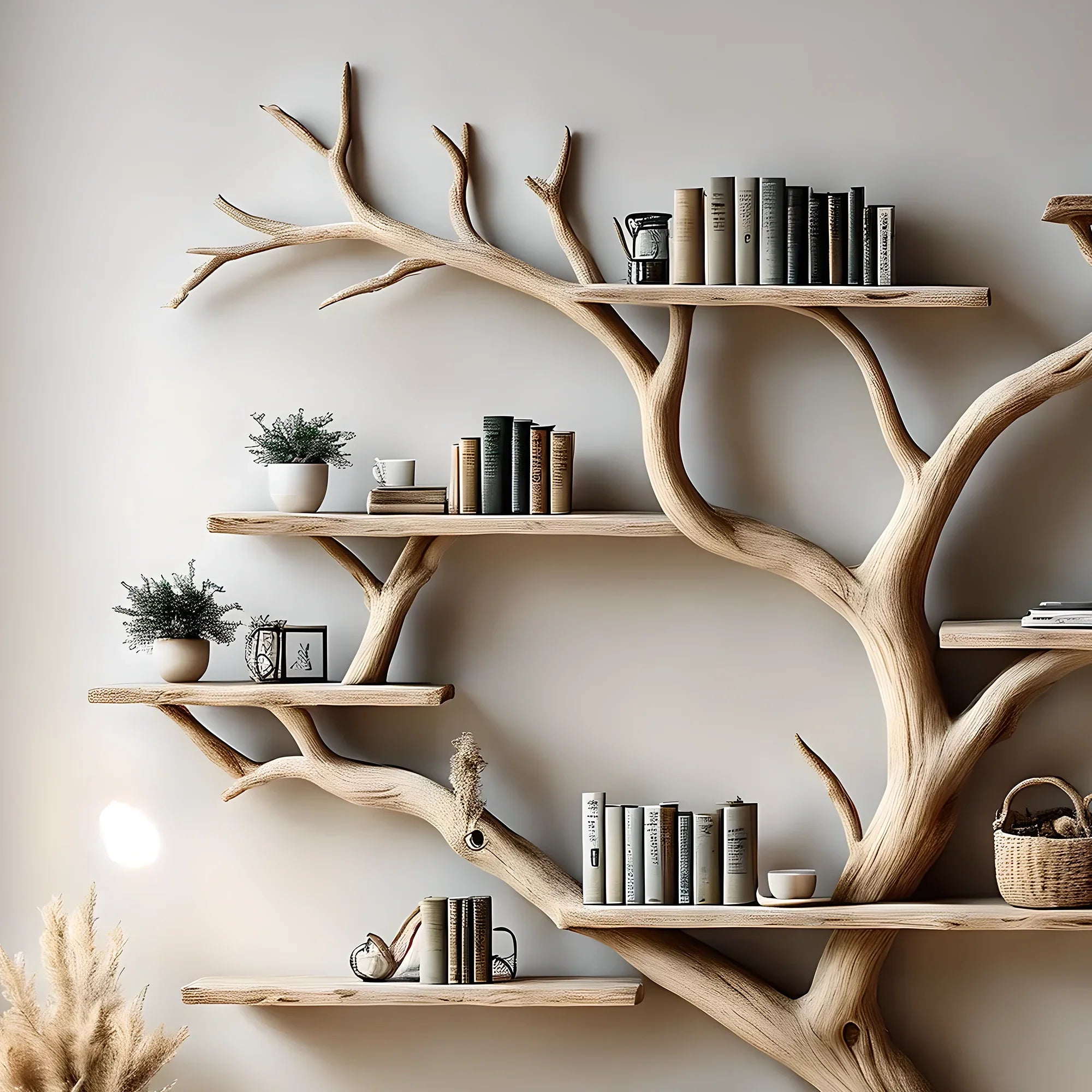 Bookshelf, Bookcase, Tree bookcase, Wooden bookshelf, Wall-mounted bookcase, Wooden bookshelf - Image 3