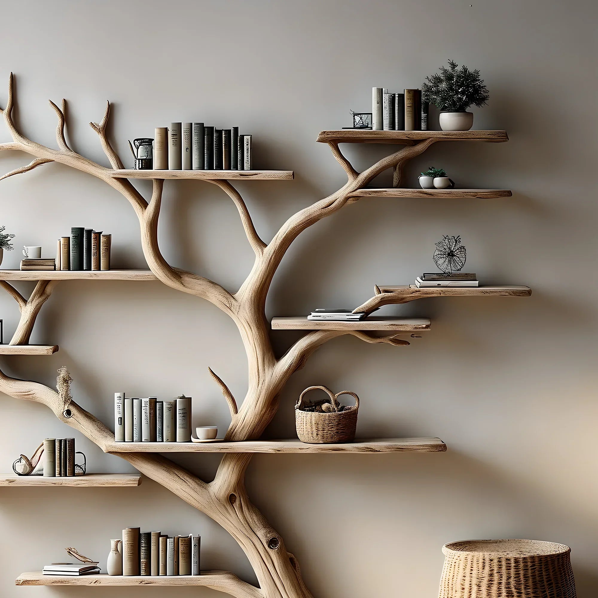 Bookshelf, Bookcase, Tree bookcase, Wooden bookshelf, Wall-mounted bookcase, Wooden bookshelf - Image 4