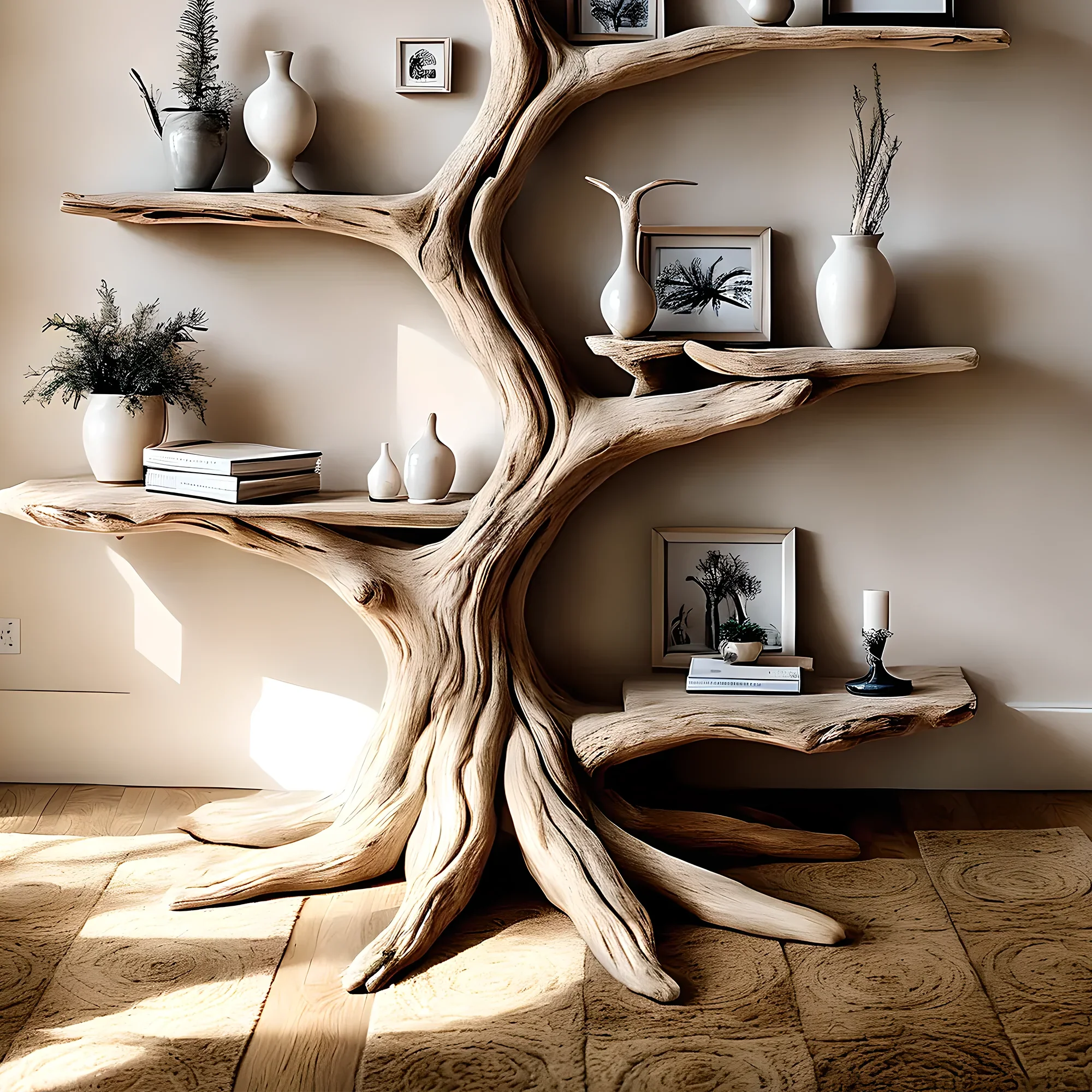 Bookshelf, tree-shaped bookshelf, solid wood, teak wood, driftwood, home decoration, life gift - Image 2