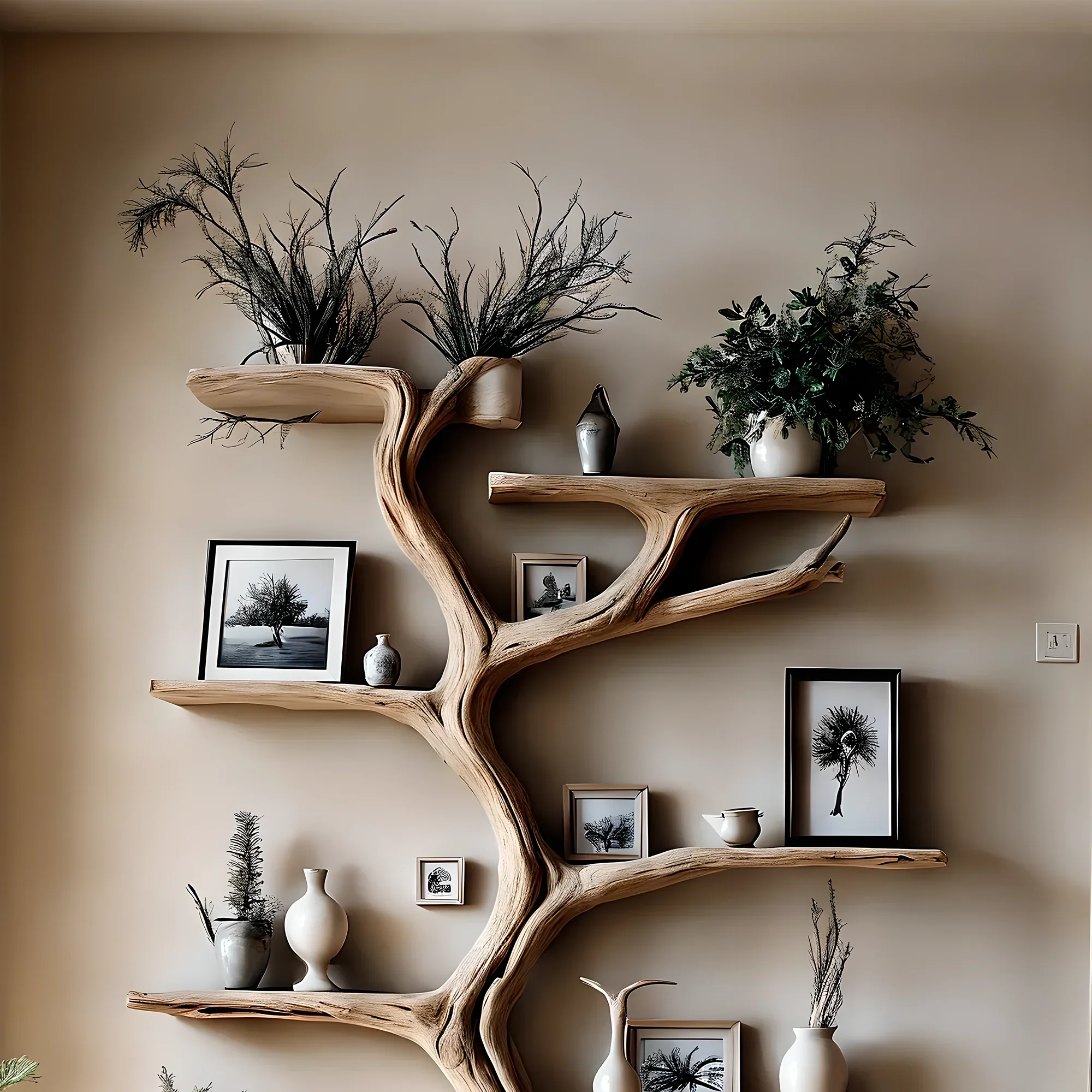 Bookshelf, tree-shaped bookshelf, solid wood, teak wood, driftwood, home decoration, life gift - Image 4
