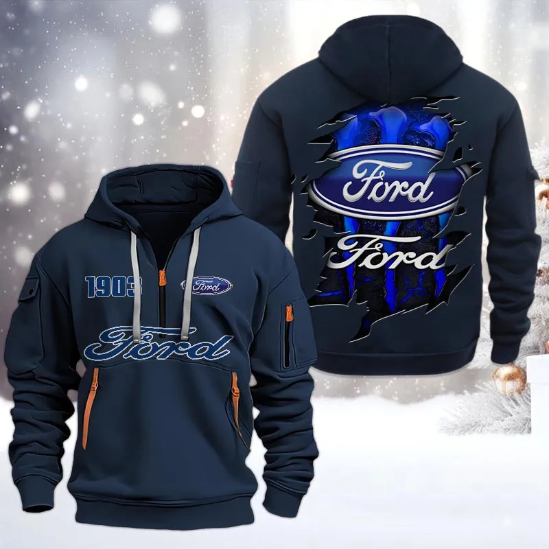 Hoodie Half Zipper Exclusive Logo Gift For Pickup Legend Enthusiasts CAR198 - Navy