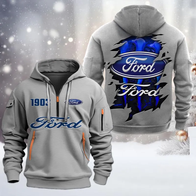 Hoodie Half Zipper Exclusive Logo Gift For Pickup Legend Enthusiasts CAR198 - Gray