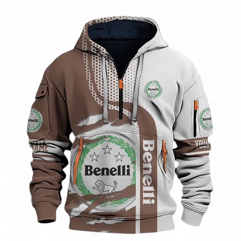 Naked Motorcycle Hoodie Half Zip 3D, Casual Comfort Hoodie For Car Lovers CAR398 - Brown