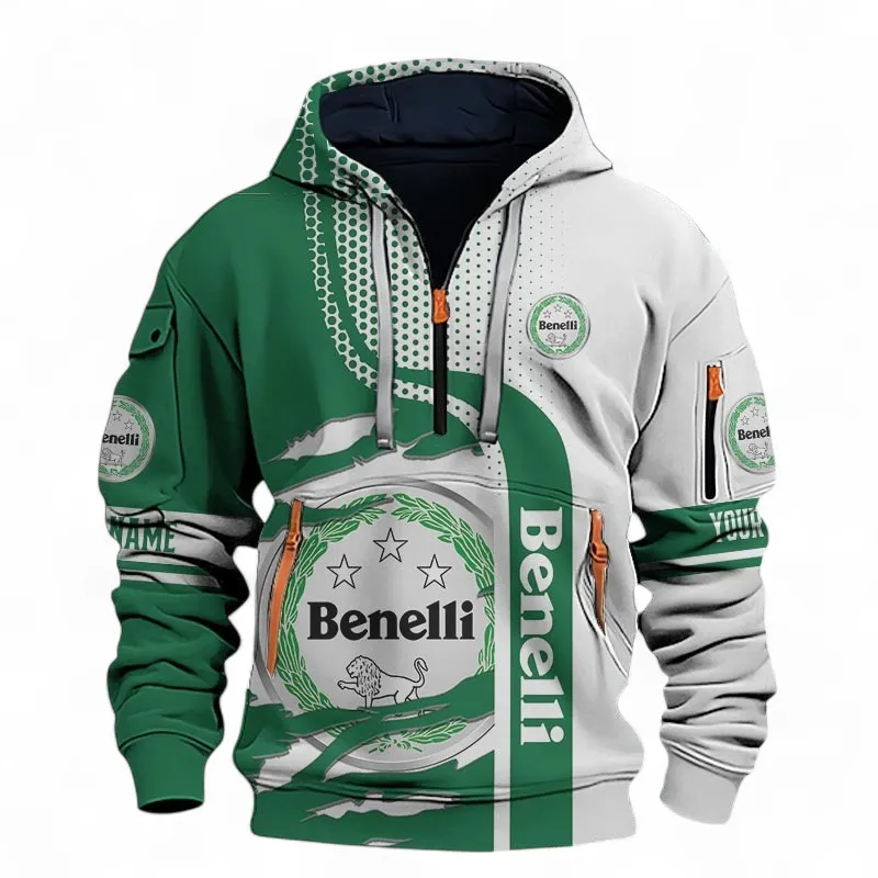 Adventure Touring Bike Hoodie Half Zip 3D, Rugged Casual Hoodie For Car Lovers CAR398 - Green