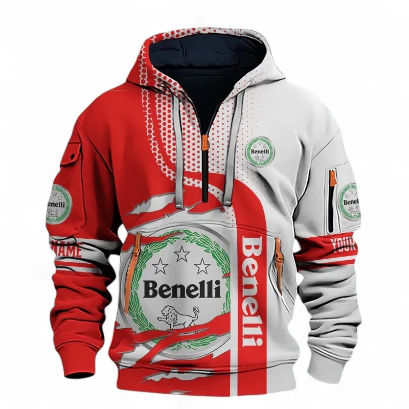 Naked Motorcycle Hoodie Half Zip 3D, Adventure & Urban Fit Hoodie For Car Lovers CAR398 - Red