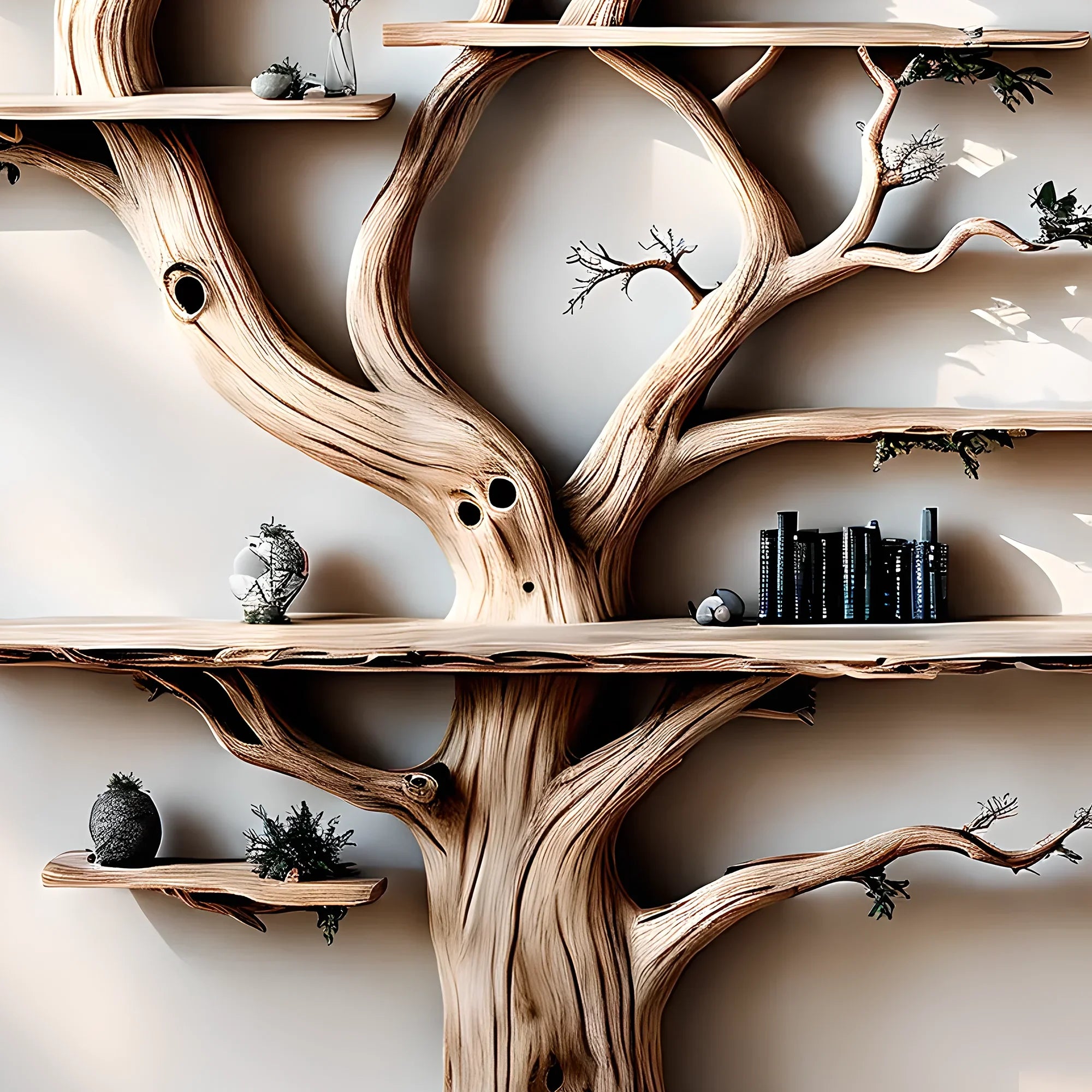 Decorative bookshelf shaped like aged wood, living room decorative bookshelf, wooden farmhouse bookshelf - Image 3