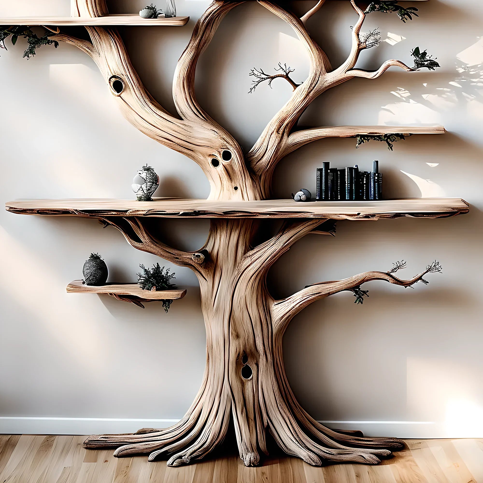 Decorative bookshelf shaped like aged wood, living room decorative bookshelf, wooden farmhouse bookshelf - Image 4