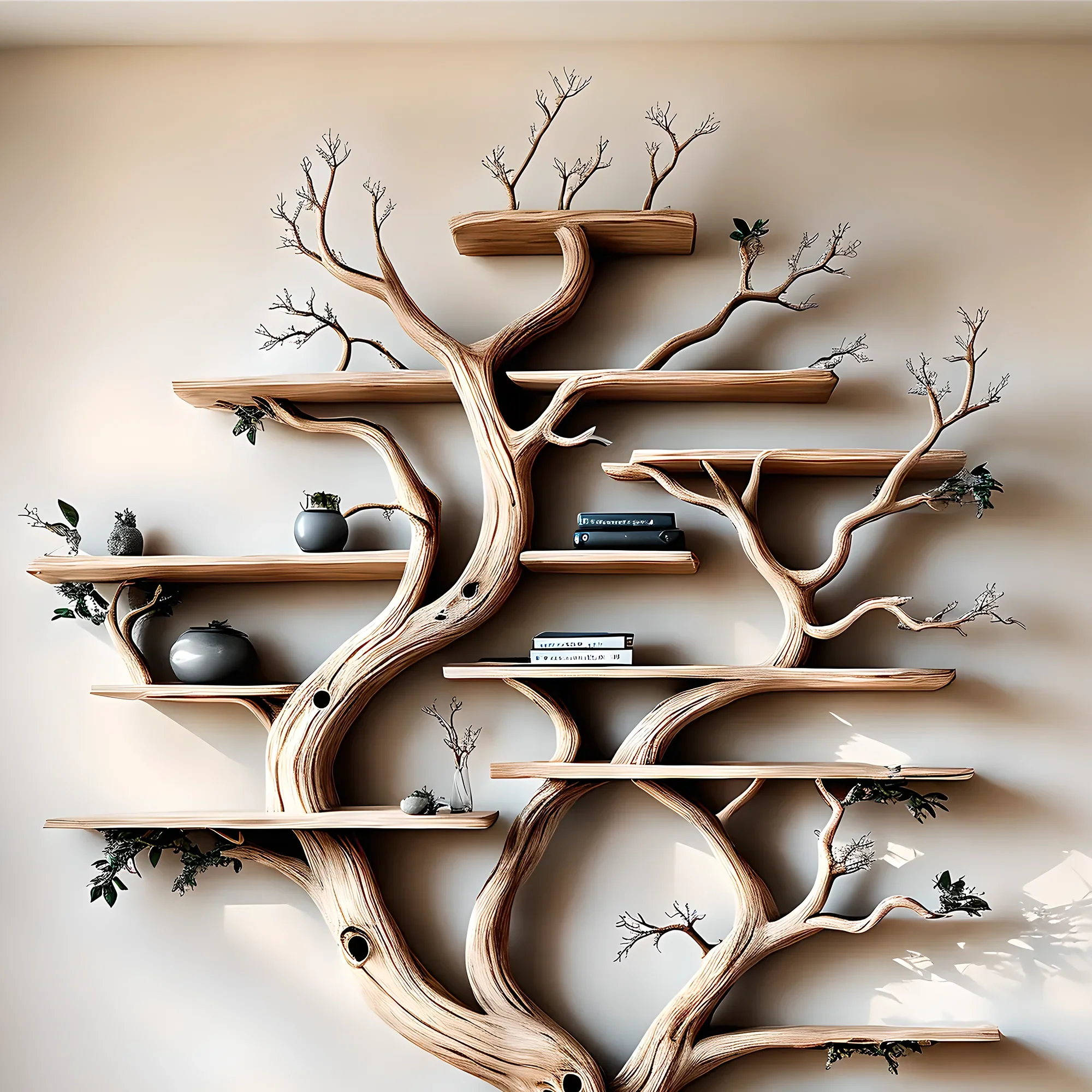 Decorative bookshelf shaped like aged wood, living room decorative bookshelf, wooden farmhouse bookshelf - Image 2