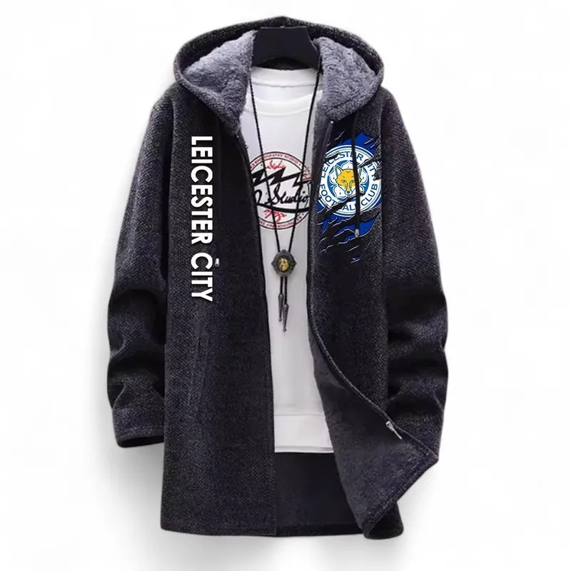 Midlands Blue Side Fleece Windbreaker Jacket, Sporty Fan Outerwear EPL127 - Black