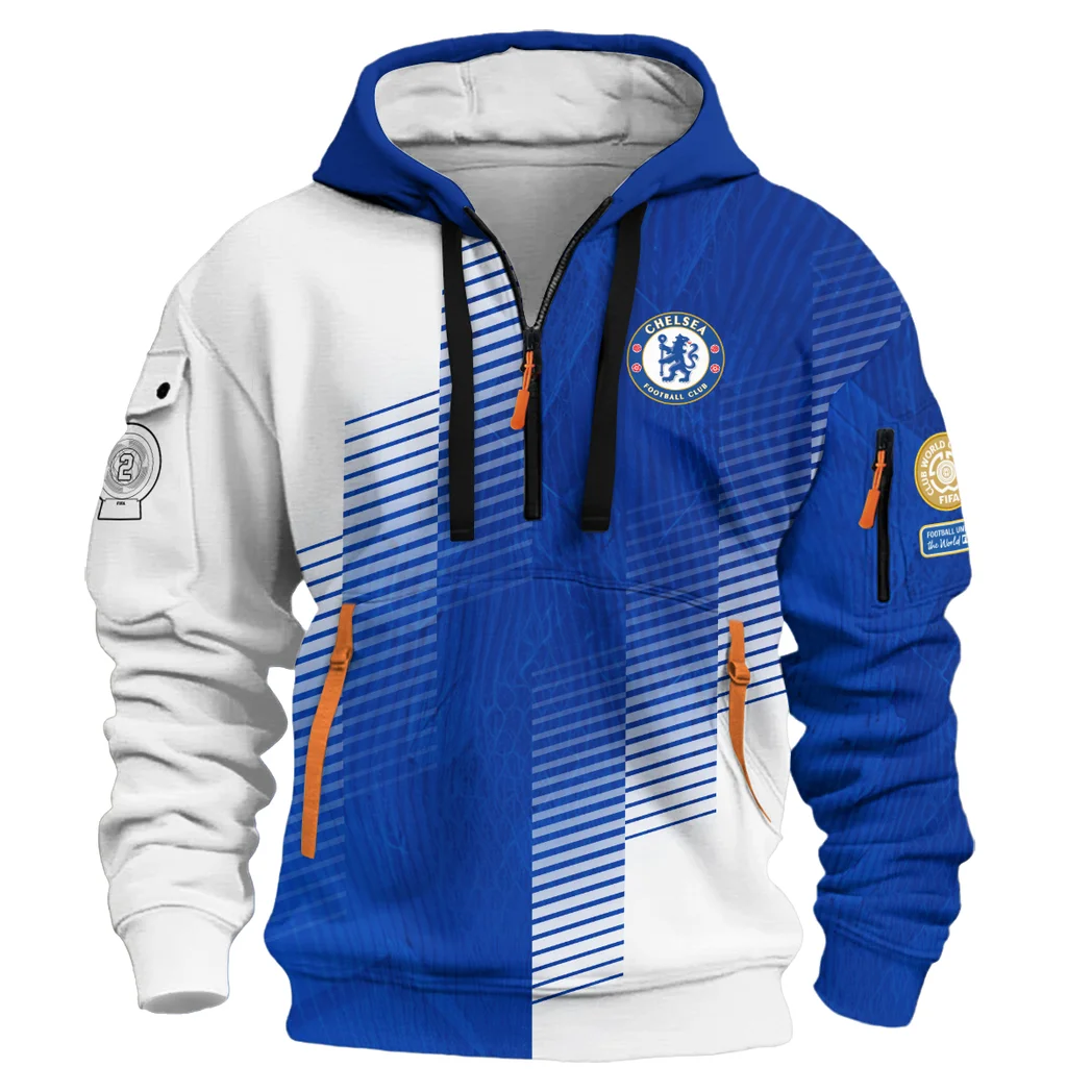 Casual Sports Hoodie Half Zipper, Modern Logo Detail Printing HVN1130 - Image 2