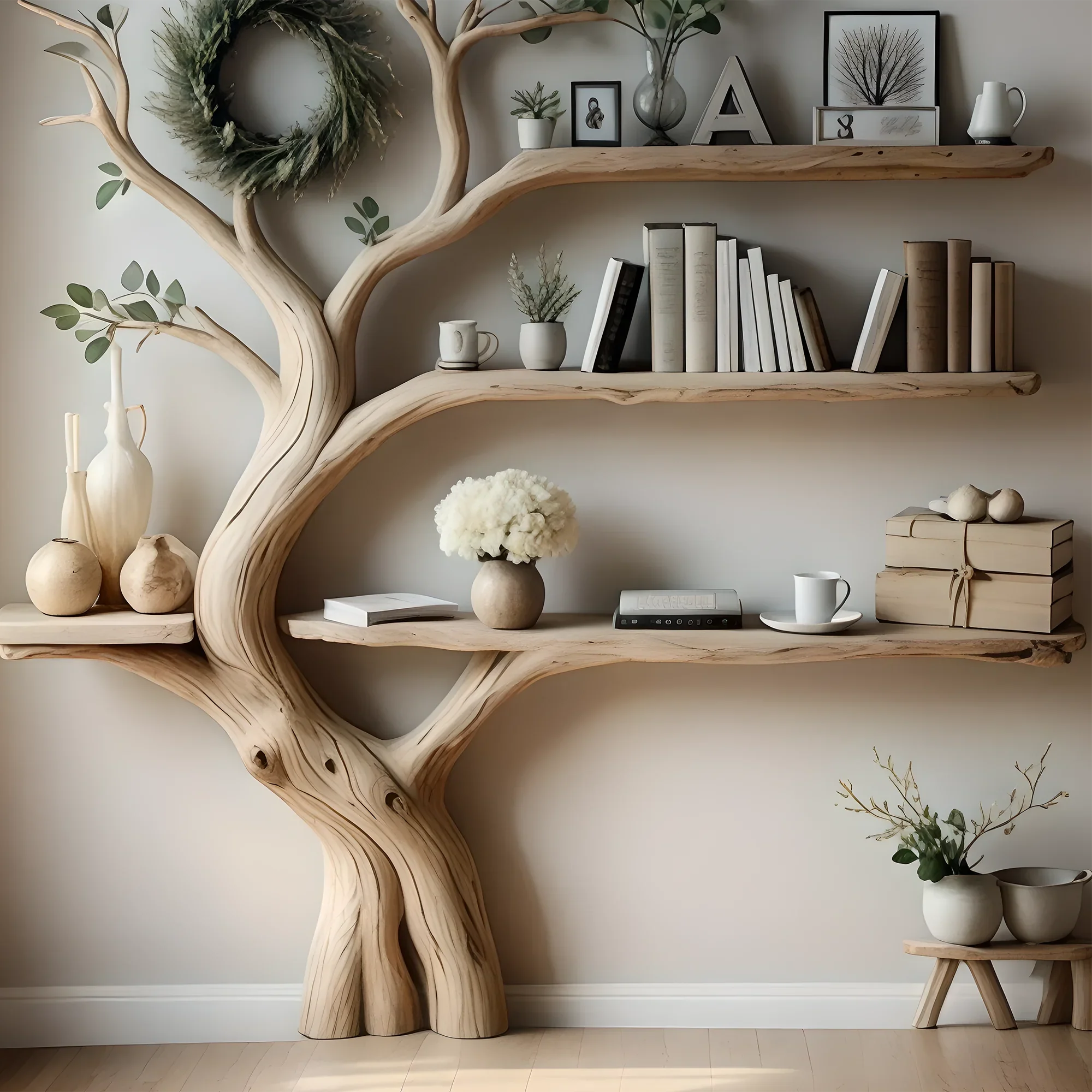 bookshelf. tree bookshelf natural wooden bookcase floating table bookshelf table special decorative bookshelf