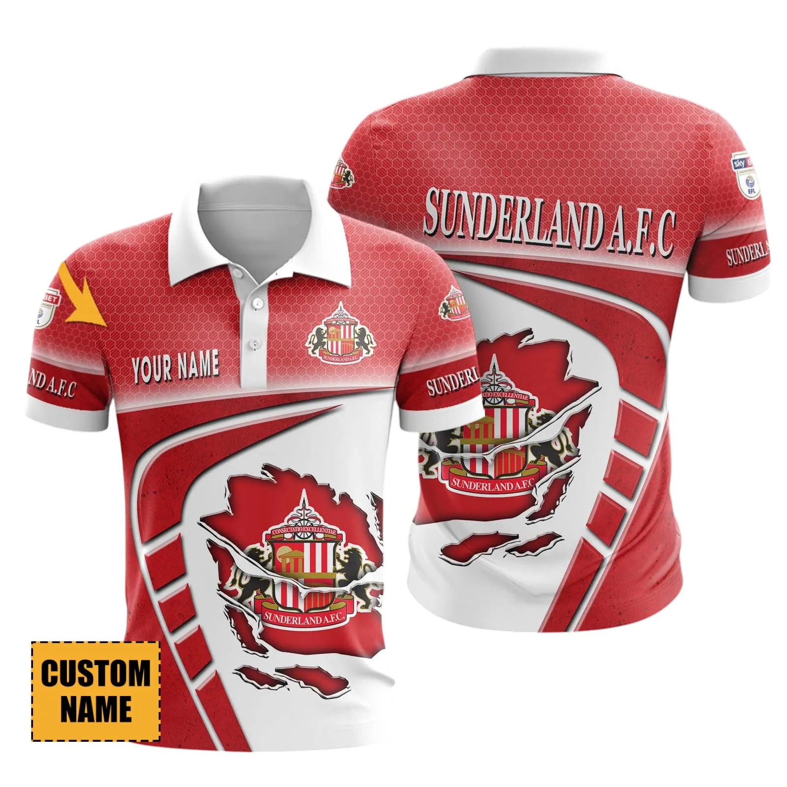 Football Club Polo Shirt, Full Print Design Button Shirt For Fan Sport EPL890