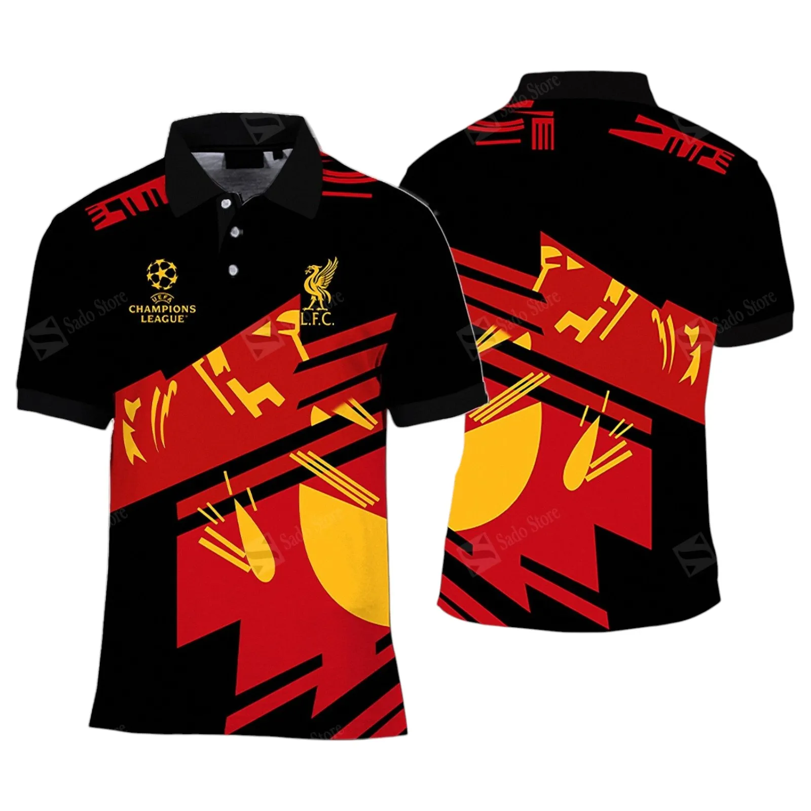 Football Crew Polo Shirt, Full Print Design Button Shirt For Fan Sport EPL400