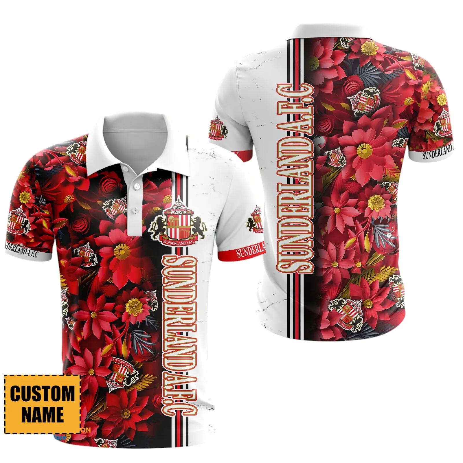 Football Crew Polo Shirt, Full Print Design Button Shirt For Fan Sport EPL890