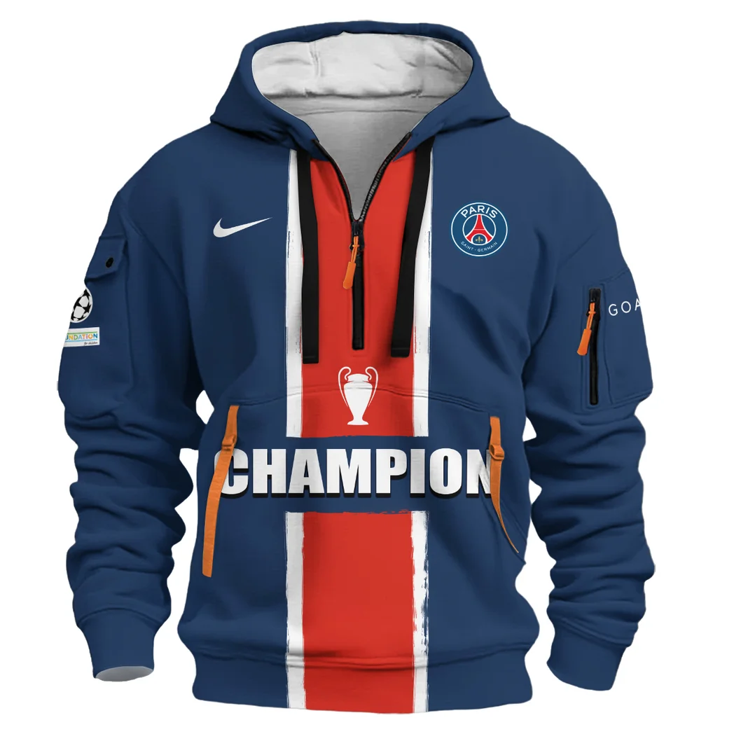 Football Hoodie Half Zipper, Design Logo Hoodie For Sport Fans HVN103 -  - Image 2