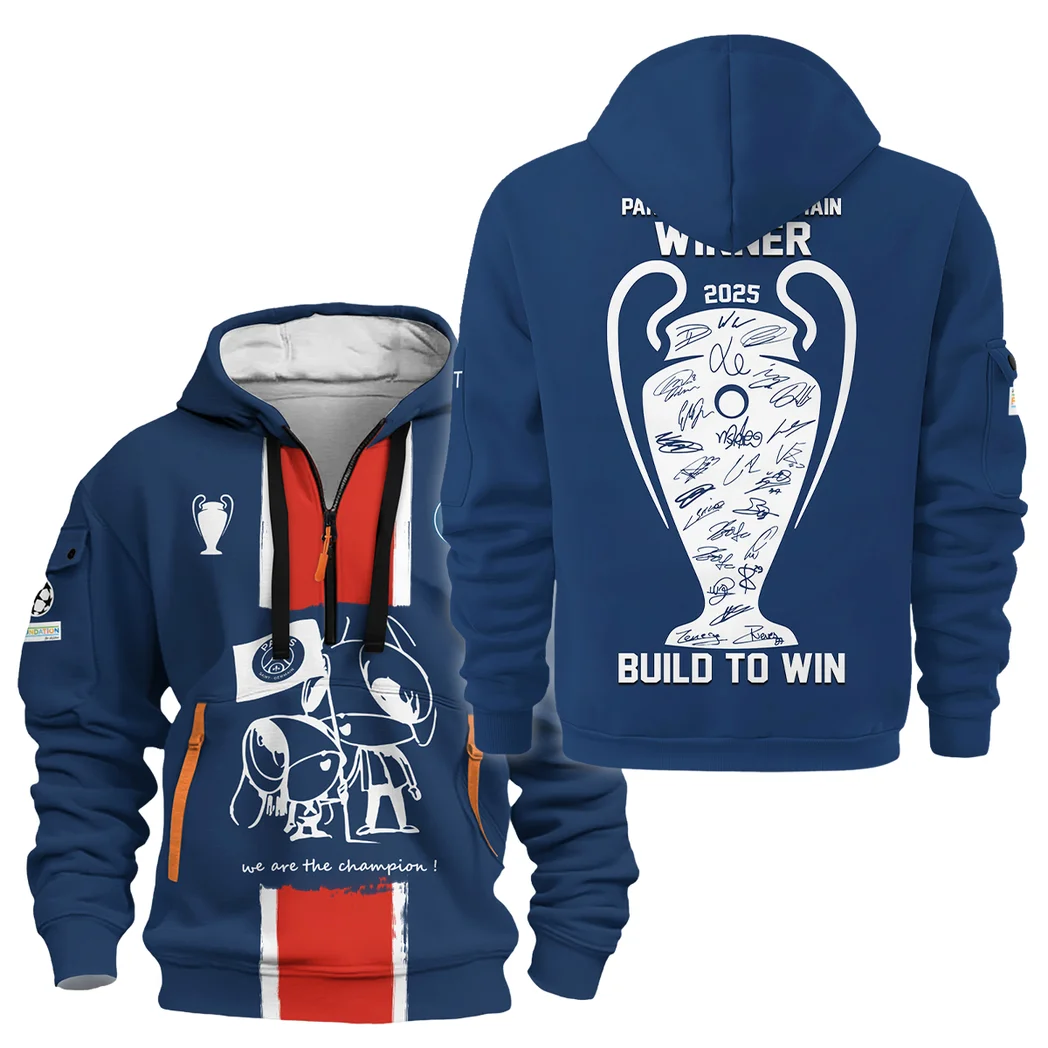 Football Squad Hoodie Half Zipper, Design Logo Hoodie For Sport Fans HVN103 - 