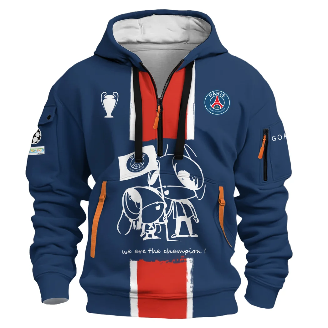 Football Squad Hoodie Half Zipper, Design Logo Hoodie For Sport Fans HVN103 -  - Image 2