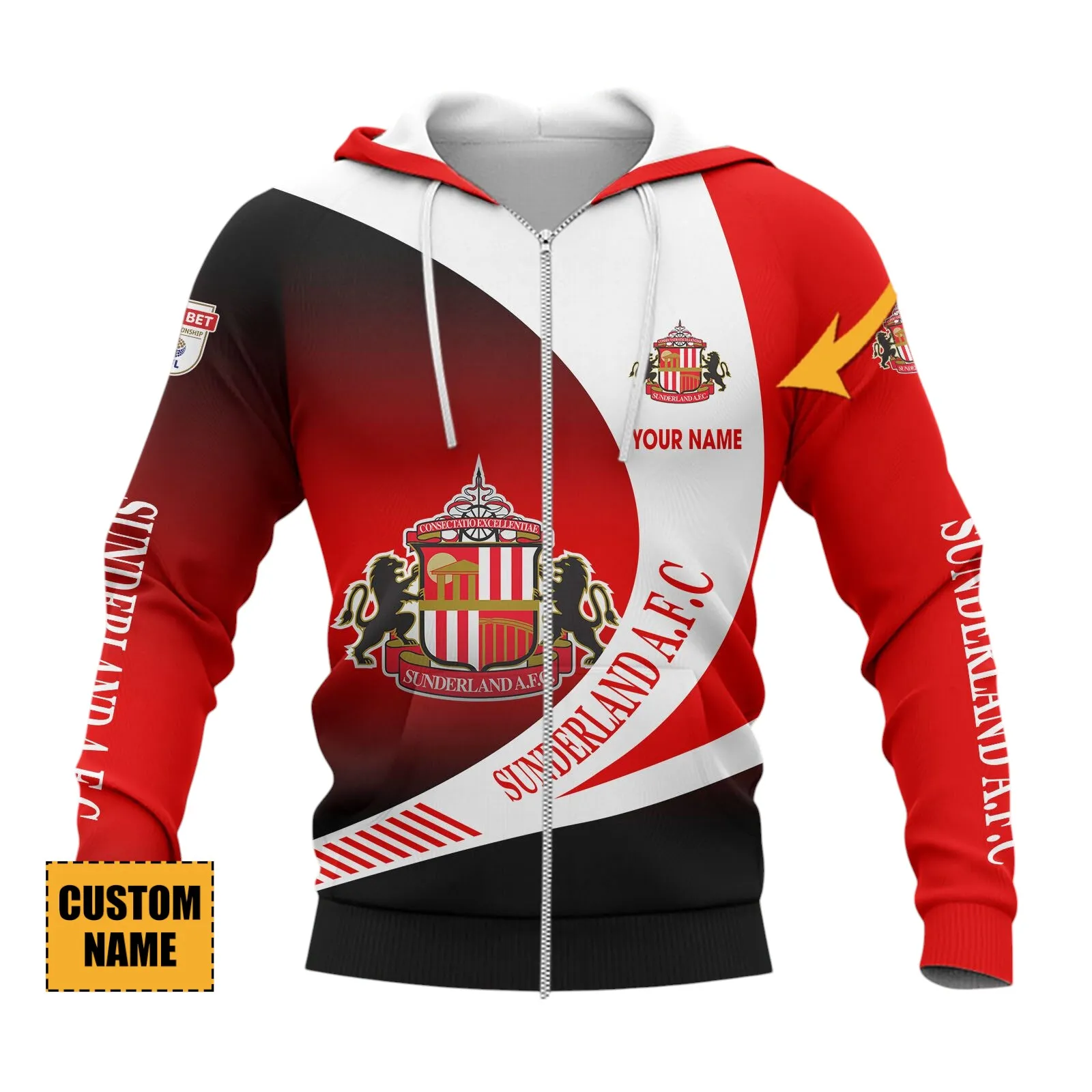Football Squad Zipper Hoodie, All Over Print Hoodie For Sport Lovers EPL890