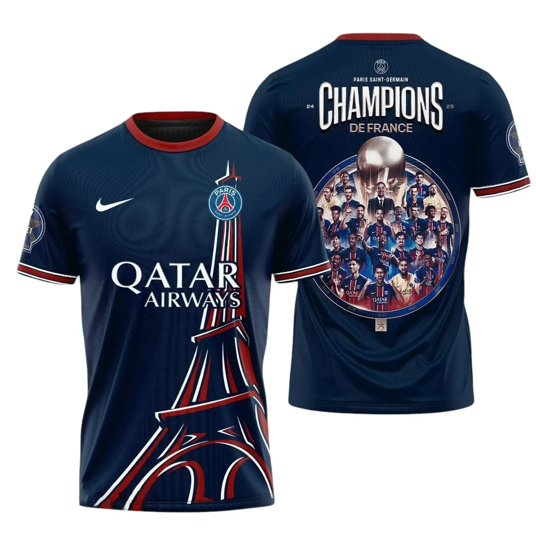 Football T-Shirt, Bold All Over Print Fan Tee For Game Day PSG940