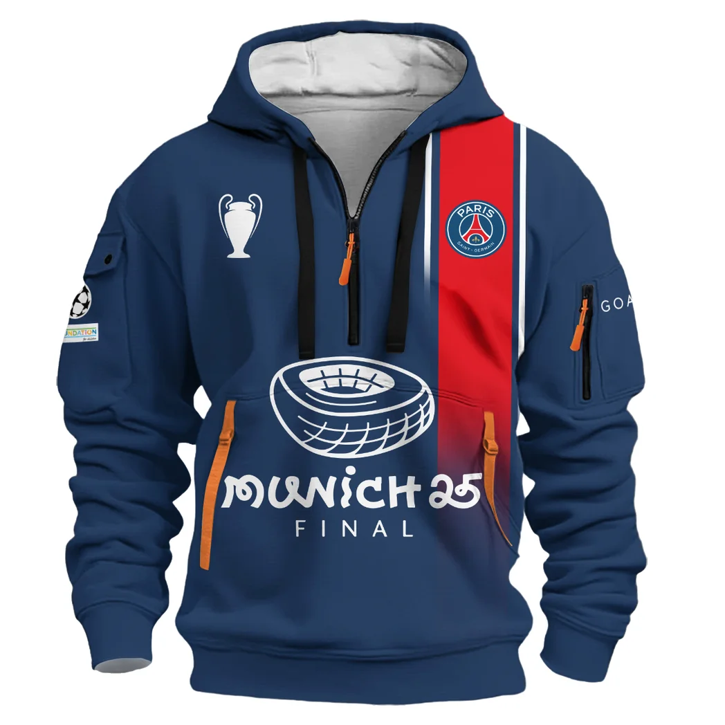 Football Team Hoodie Half Zipper, Design Logo Hoodie For Sport Fans HVN104 -  - Image 2