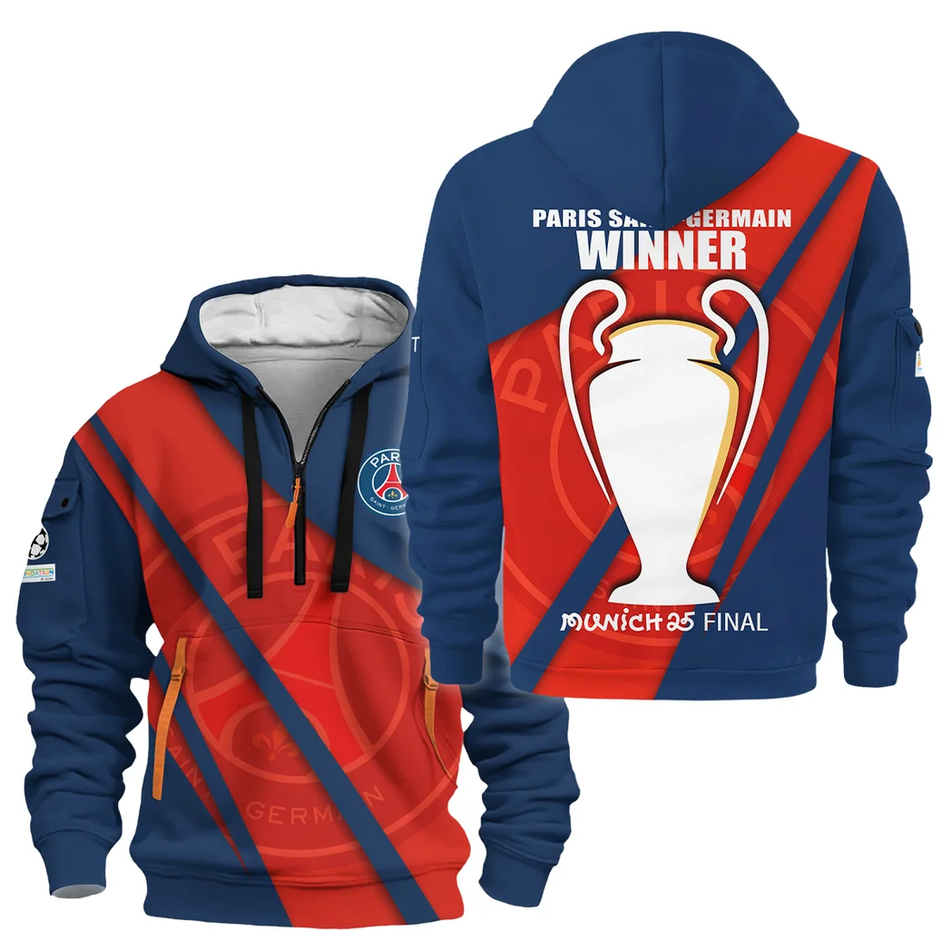 Football Team Hoodie Half Zipper, Design Logo Hoodie For Sport Fans HVN104 - 