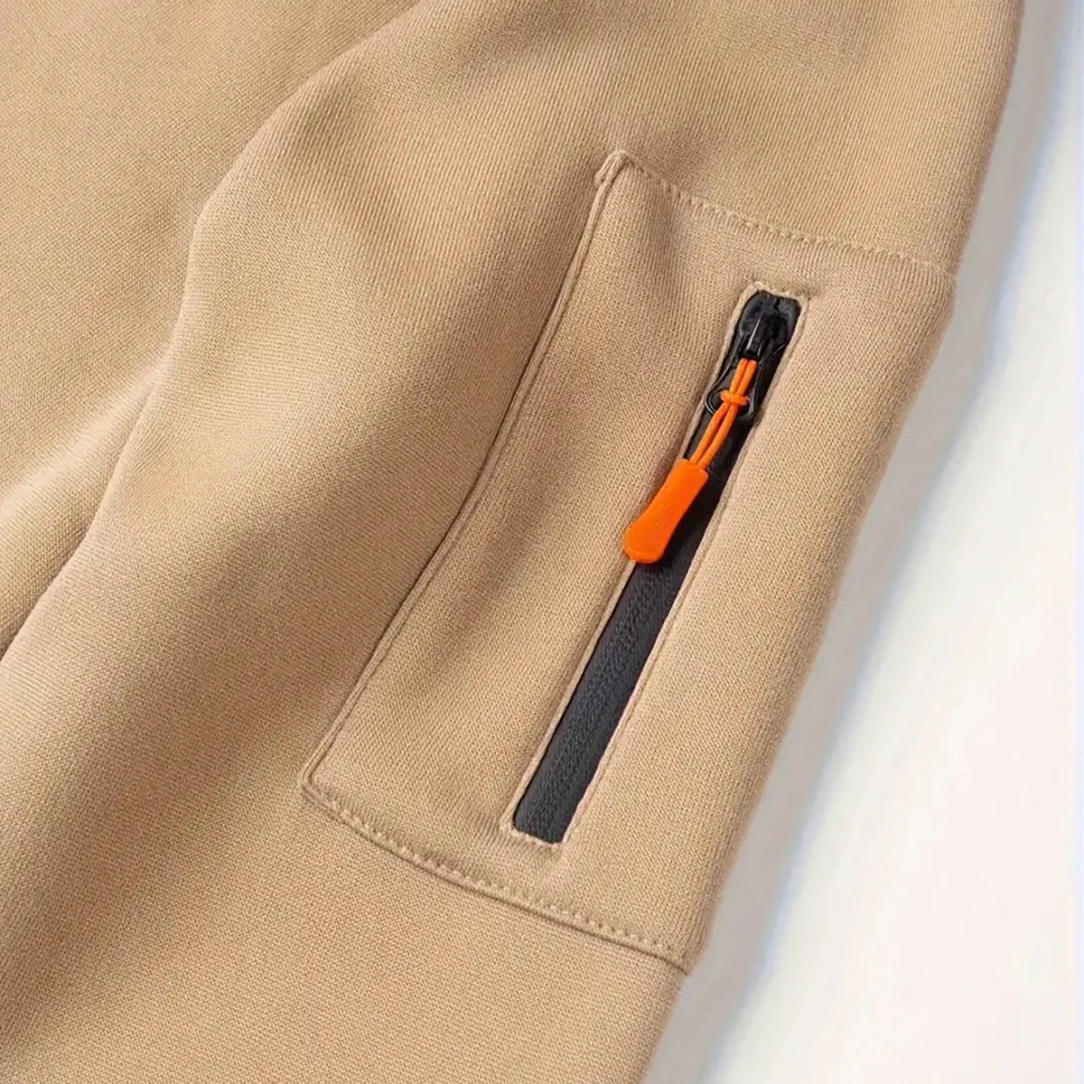 Football Team Hoodie Half Zipper, Design Logo Hoodie For Sport Fans PSG970 - Khaki - Image 3