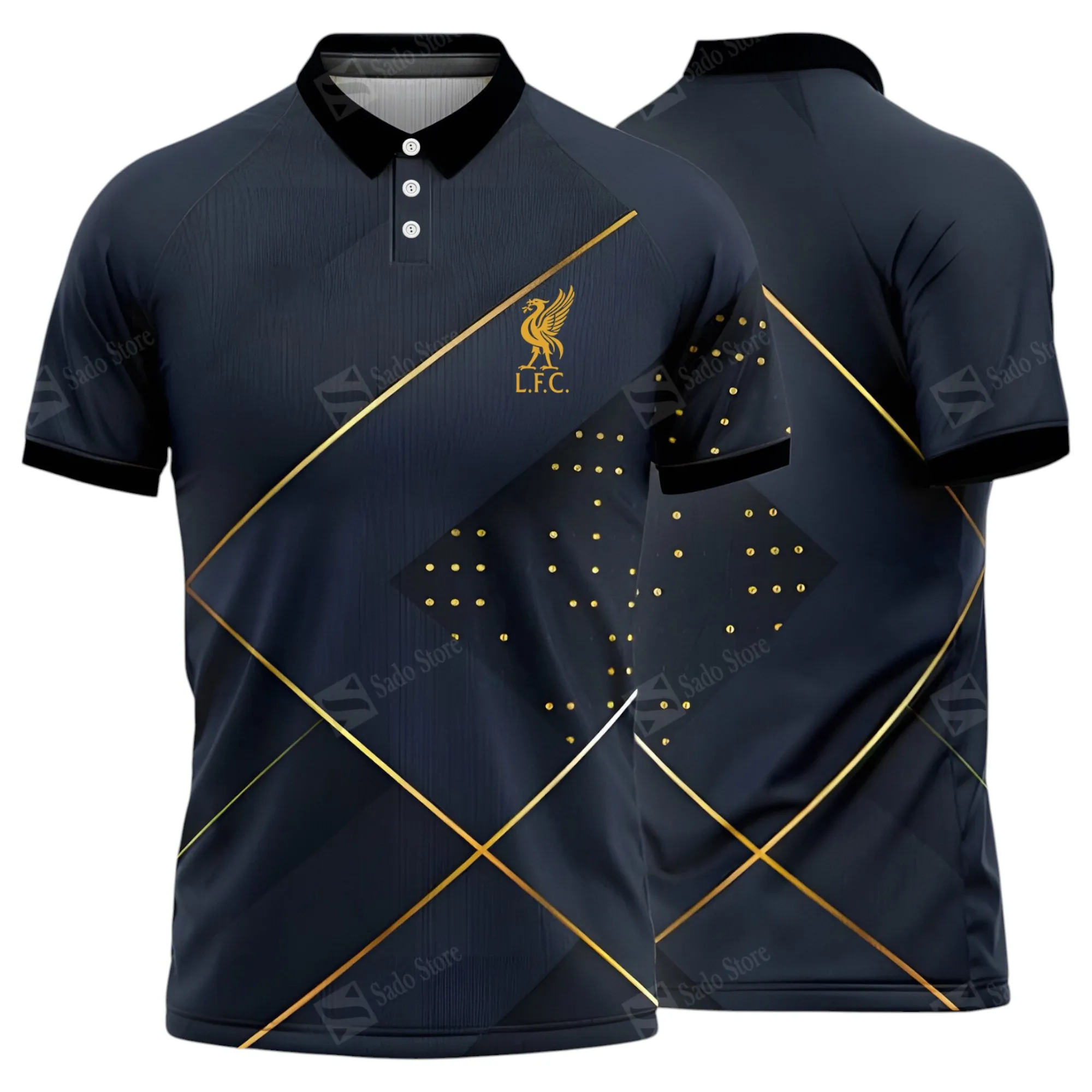 Football Team Polo Shirt, Full Print Design Button Shirt For Fan Sport EPL400