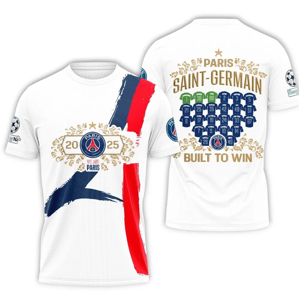 Football Team T-Shirt, Sport Fan All Over Print Tee With Streetwear Style PSG970