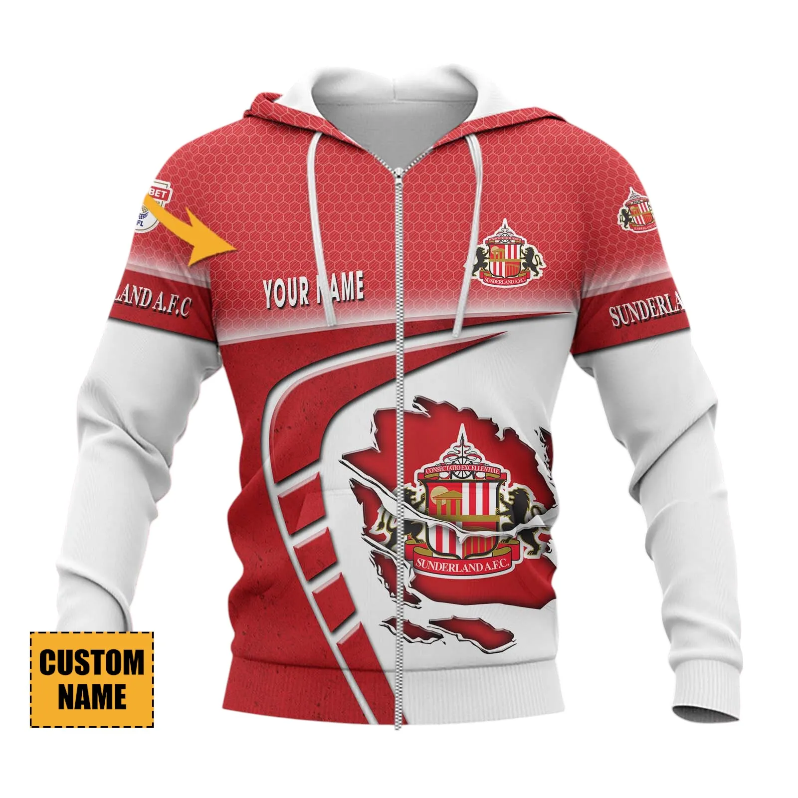 Football Team Zipper Hoodie, All Over Print Hoodie For Sport Lovers EPL890