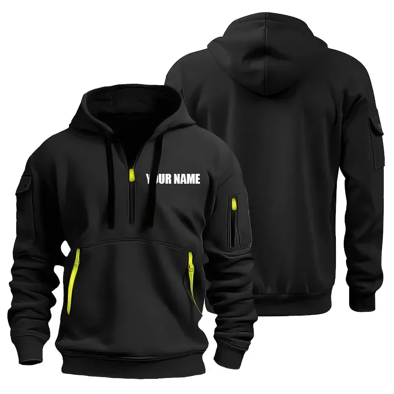 Hoodie Half Zipper Custom Name CLE11082925351 - Black