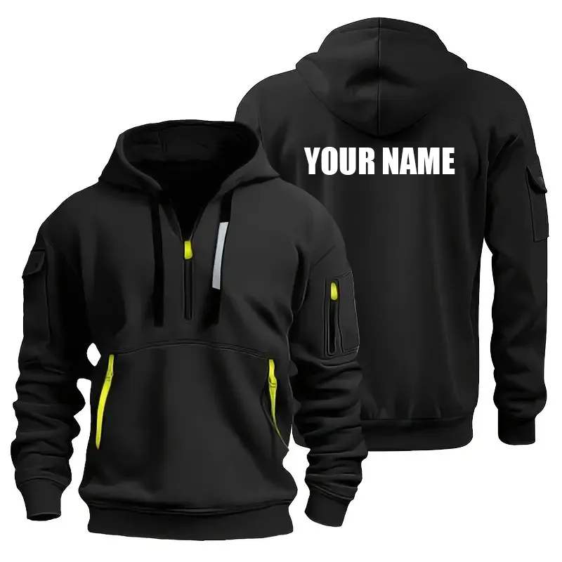 Hoodie Half Zipper Custom Name CLE11082925355 - Black