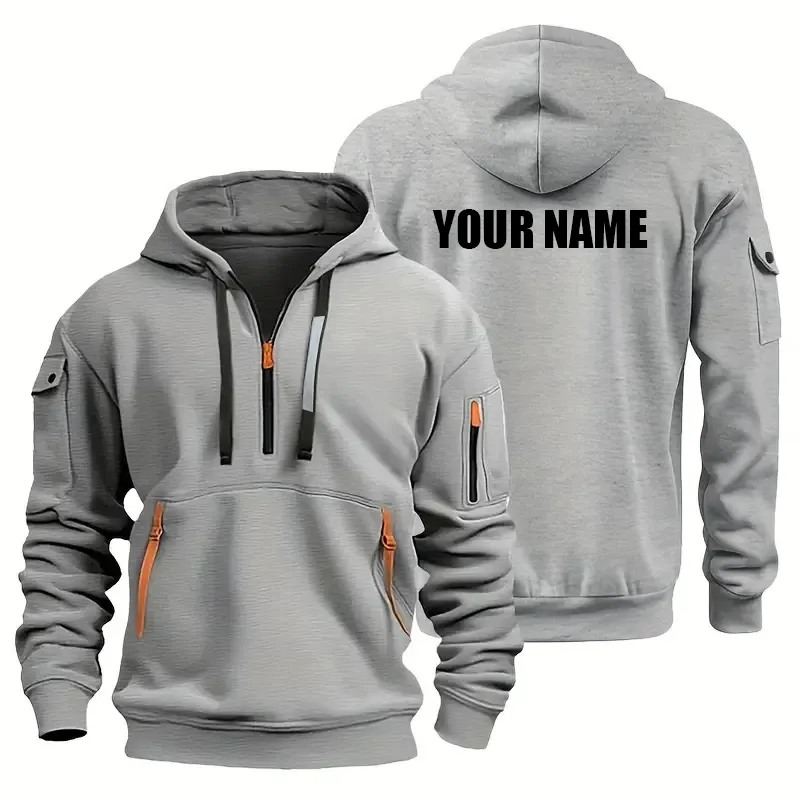 Hoodie Half Zipper Custom Name CLE11082925356 - Gray