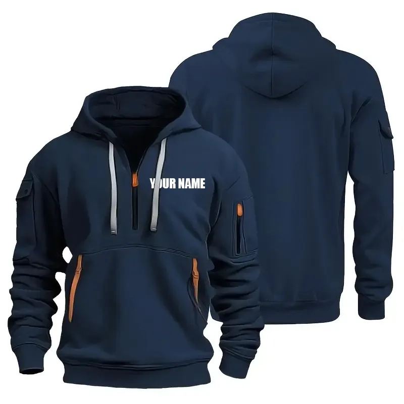 Hoodie Half Zipper Custom Name CLE11082925354 - Navy