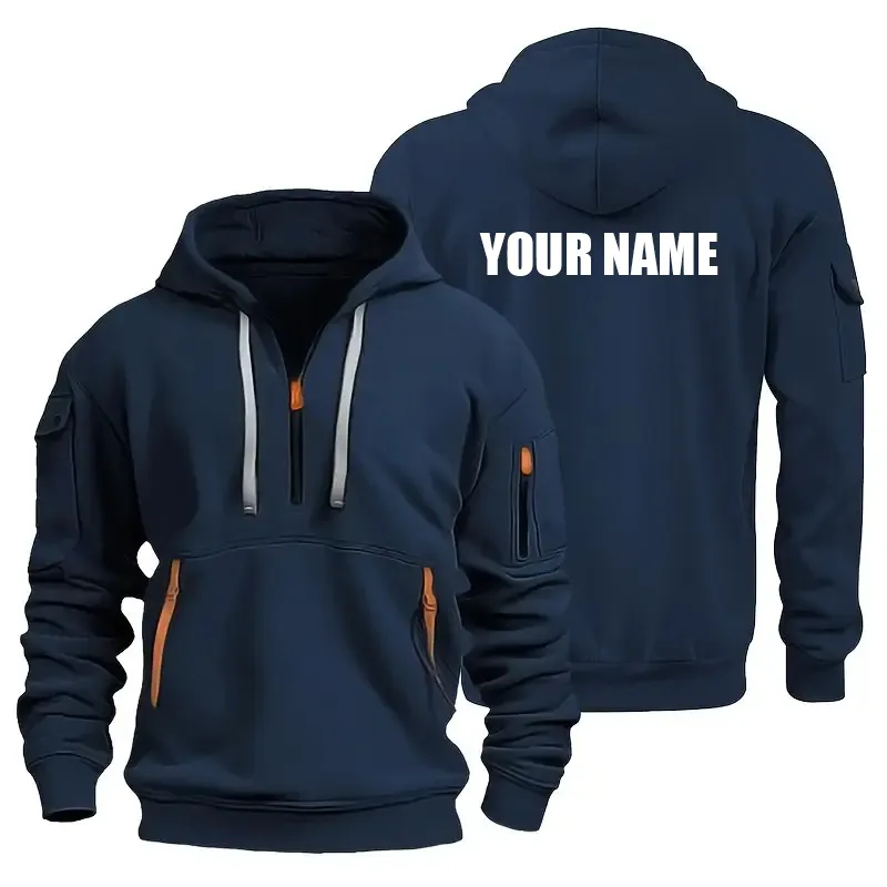 Hoodie Half Zipper Custom Name CLE11082925358 - Navy