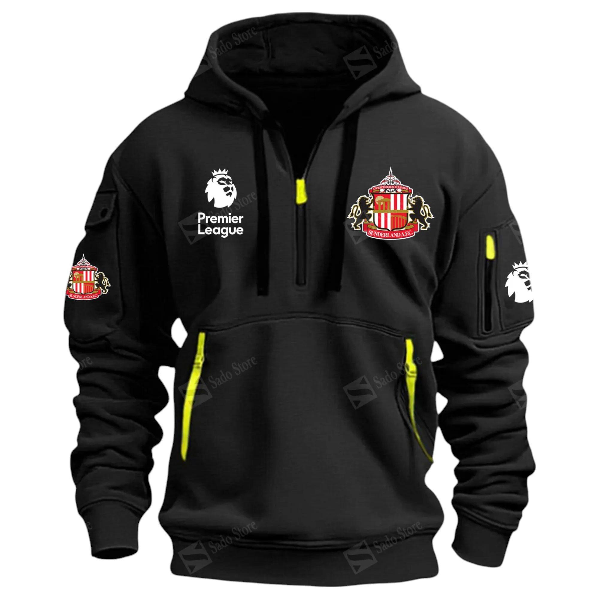 Sport Hoodie Half Zipper, Design Logo Hoodie For Sport Fans EPL900 - Black