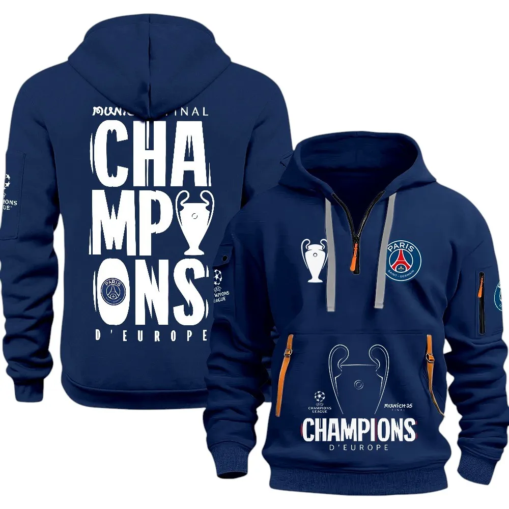 Sport Hoodie Half Zipper, Design Logo Hoodie For Sport Fans PSG970 - Navy