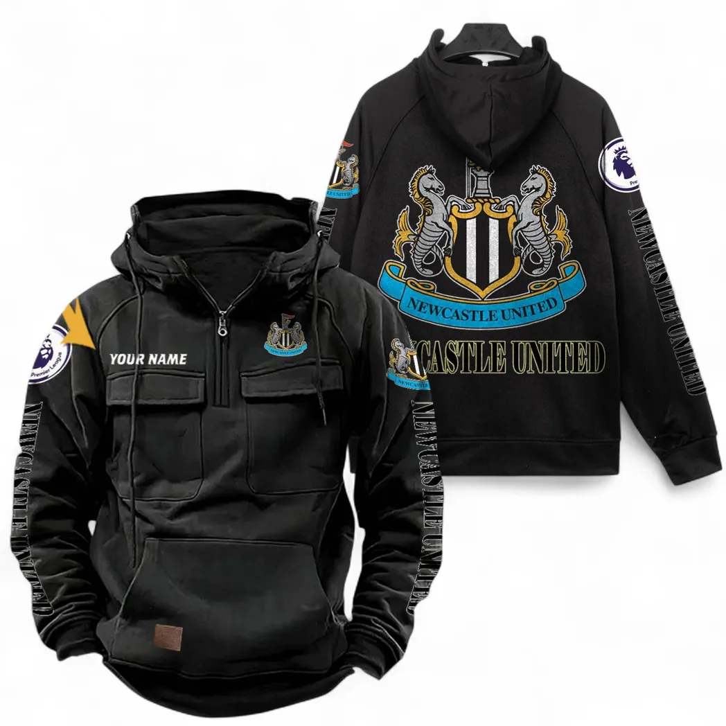 UK Soccer Club Tactical Quarter Zip Hoodie, Design Logo Hoodie For Sport Fans EPL111 - Black
