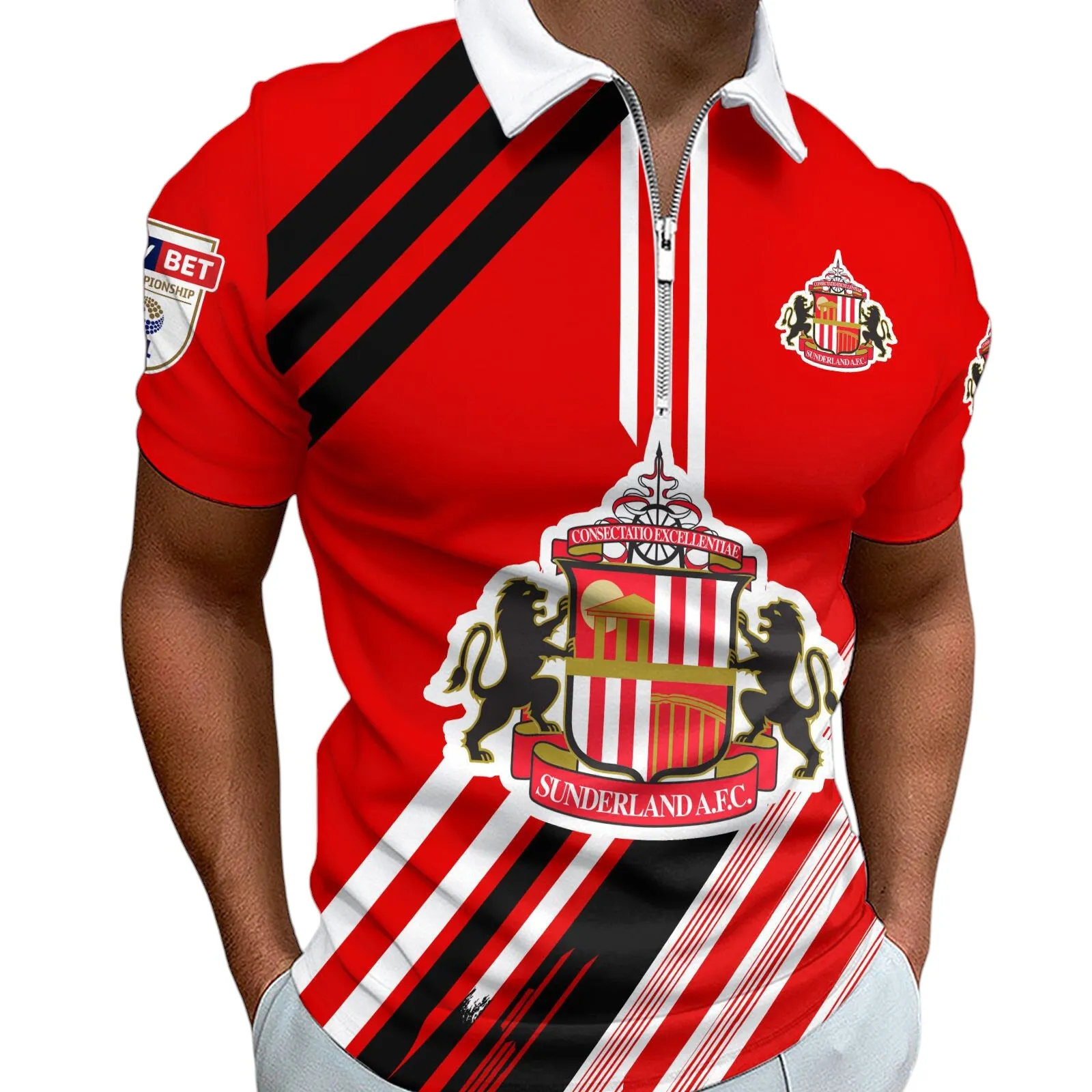 UK Soccer Club Zipper Polo Shirt, Sport Fan Polo For Game-Day Passion EPL890