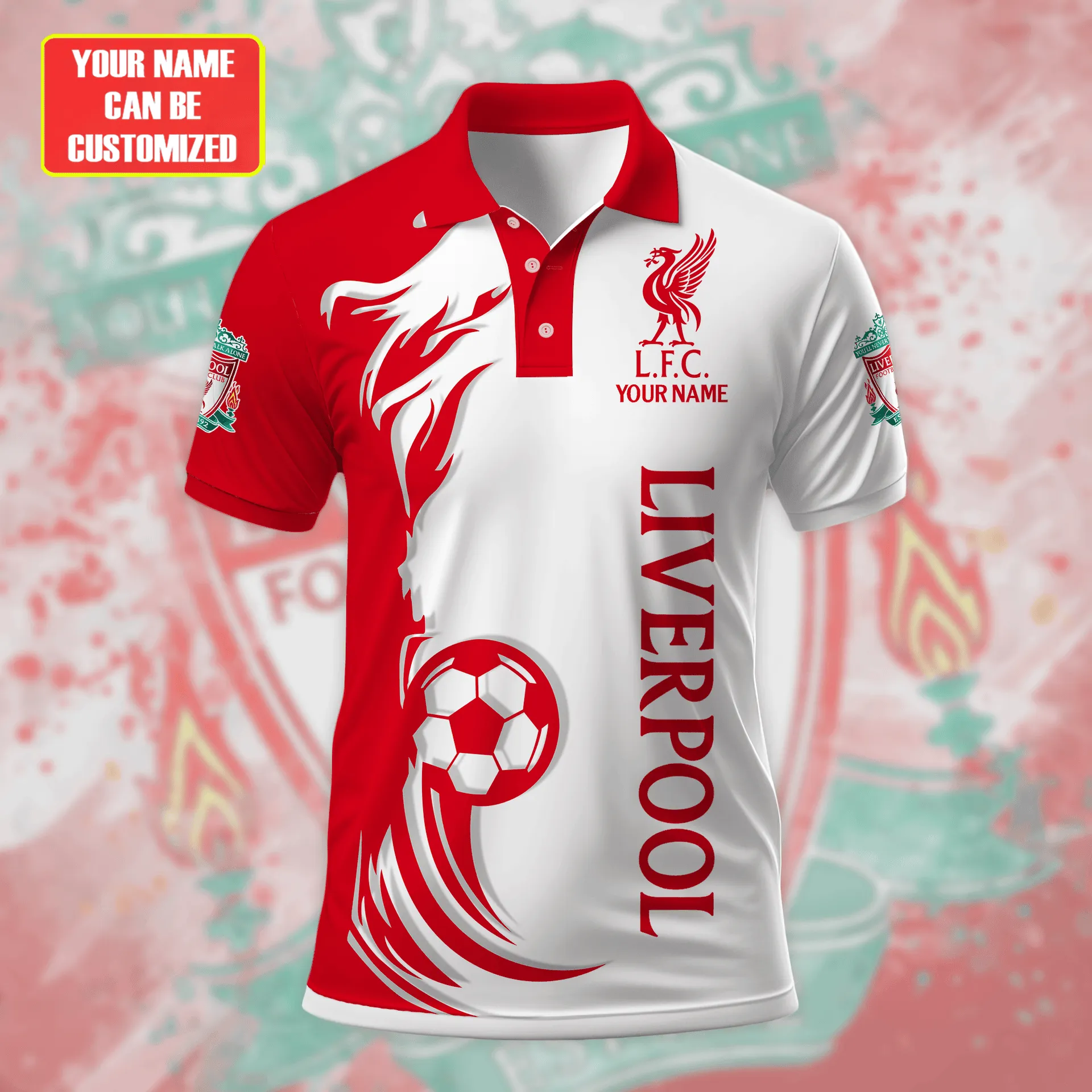 Mersey Red Squad Polo Shirt, Athletic-Inspired Fan Polo EPL140100225000 - Image 3