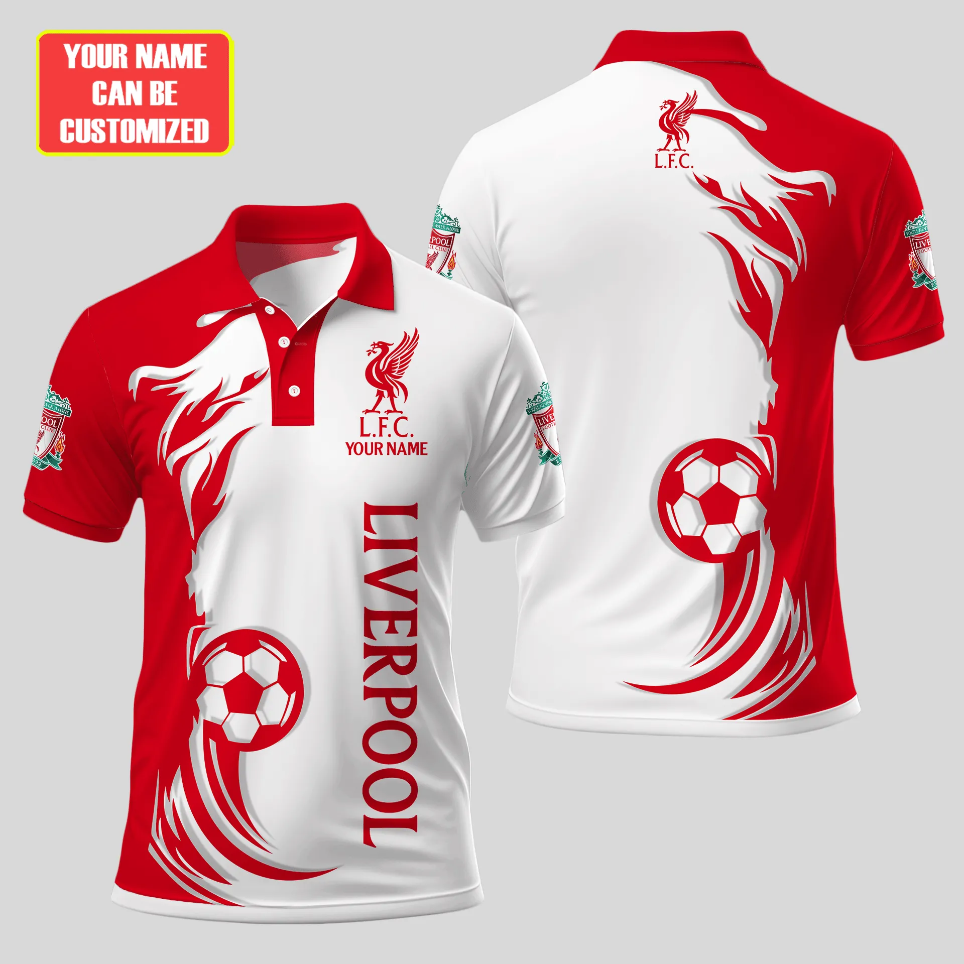 Mersey Red Squad Polo Shirt, Athletic-Inspired Fan Polo EPL140100225000 - Image 4