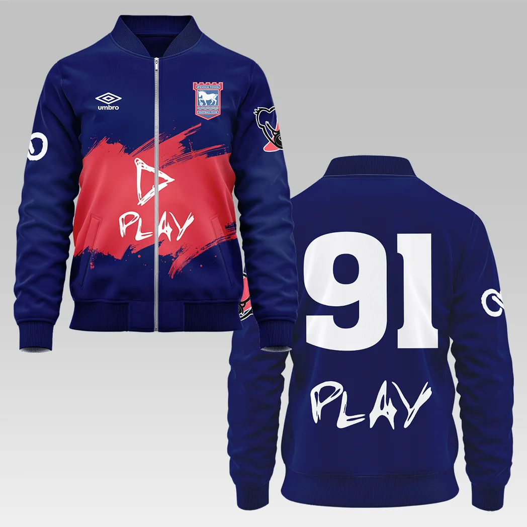 Blue Shirt Support Bomber Jacket, Bomber Jacket Stadium Style HVN1302