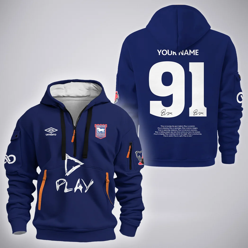 Pride of Burnley Hoodie Half Zip 3D, Sport Spirit Hoodie HVN1303