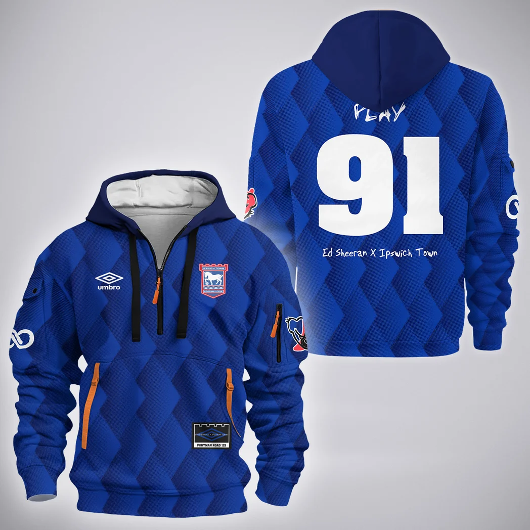 Blue Shirt Support Hoodie Half Zip 3D, Active Spirit Hoodie HVN1309