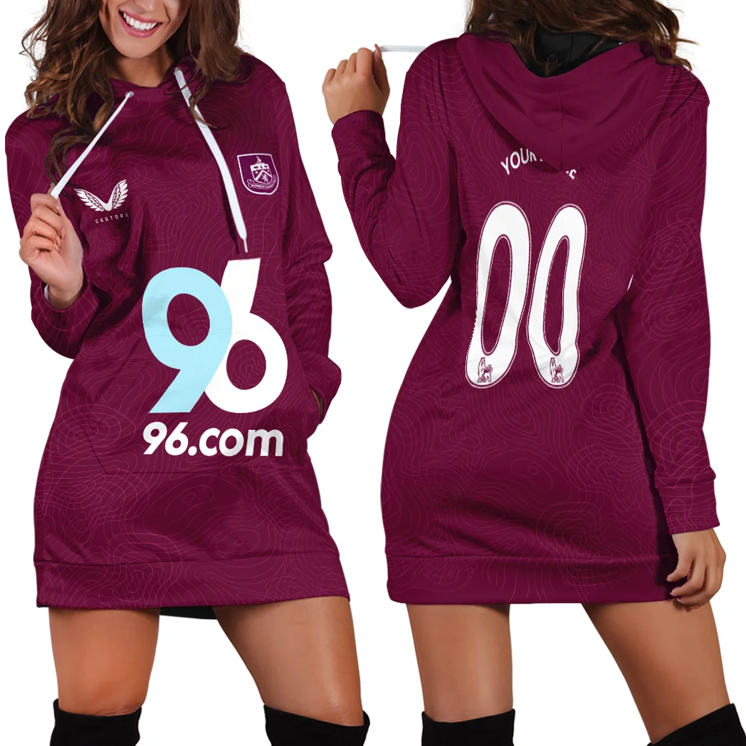 English Claret Side Hoodie Dress, Graphic Fan Hoodie Dress HVN1315BU
