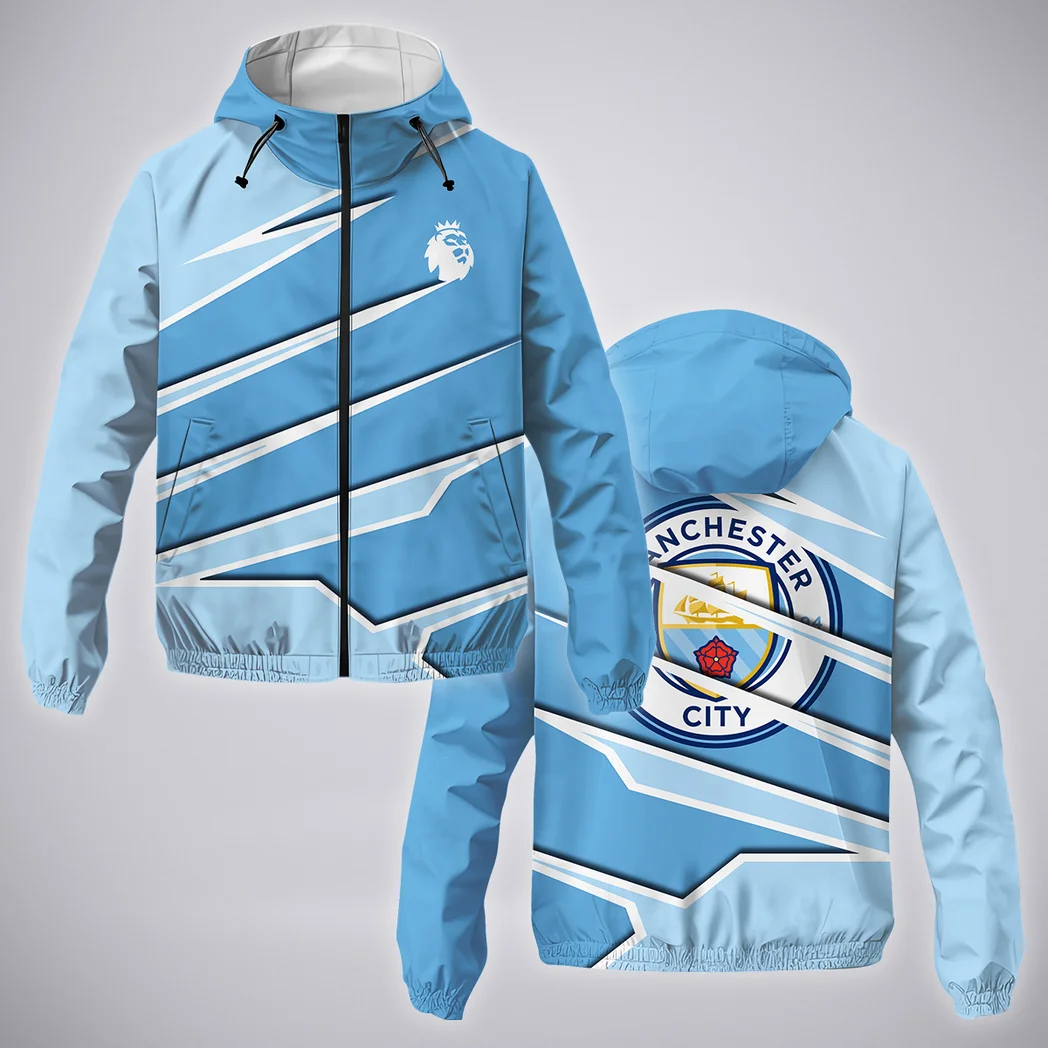 Blue Shirt Side Windbreaker Jacket , Stadium-Ready Waterproof Jacket HVN1316MC