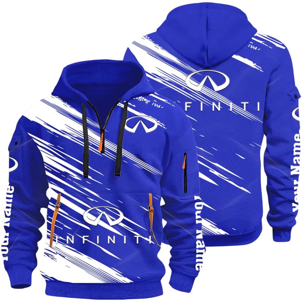 Executive Car Hoodie Half Zip 3D, Lightweight & Casual Comfort Hoodie CAR514 - Blue