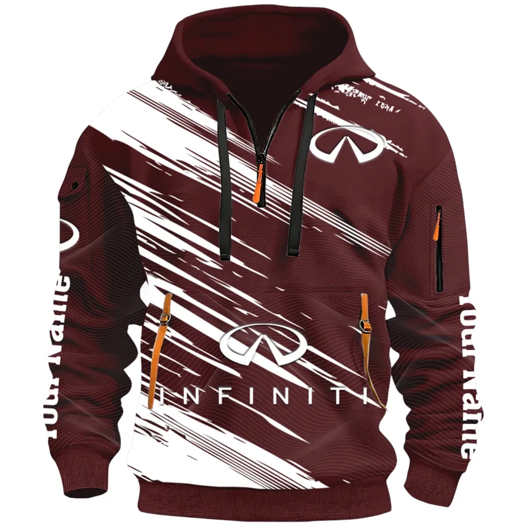 Executive Car Hoodie Half Zip 3D, Lightweight & Casual Comfort Hoodie CAR514 - Dark Red - Image 2