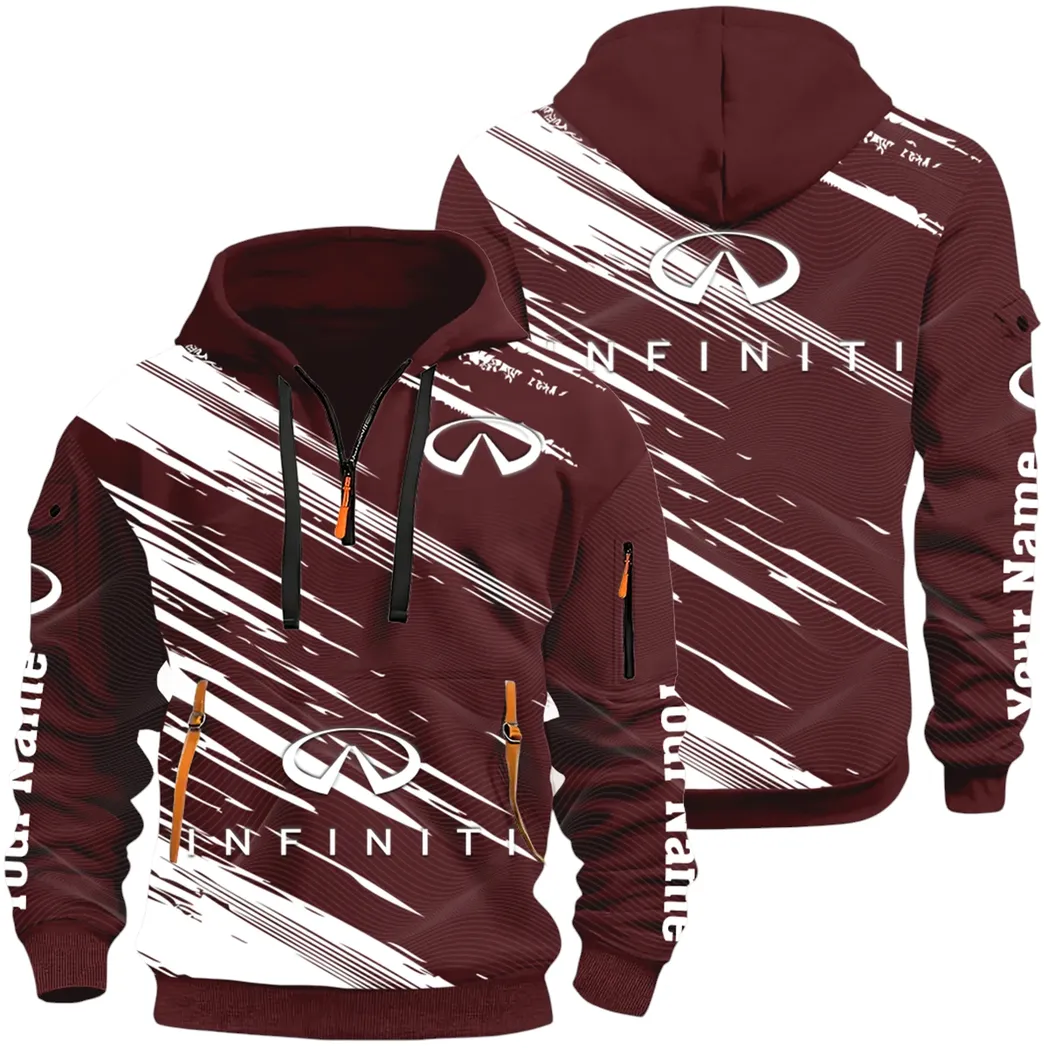 Executive Car Hoodie Half Zip 3D, Lightweight & Casual Comfort Hoodie CAR514 - Dark Red