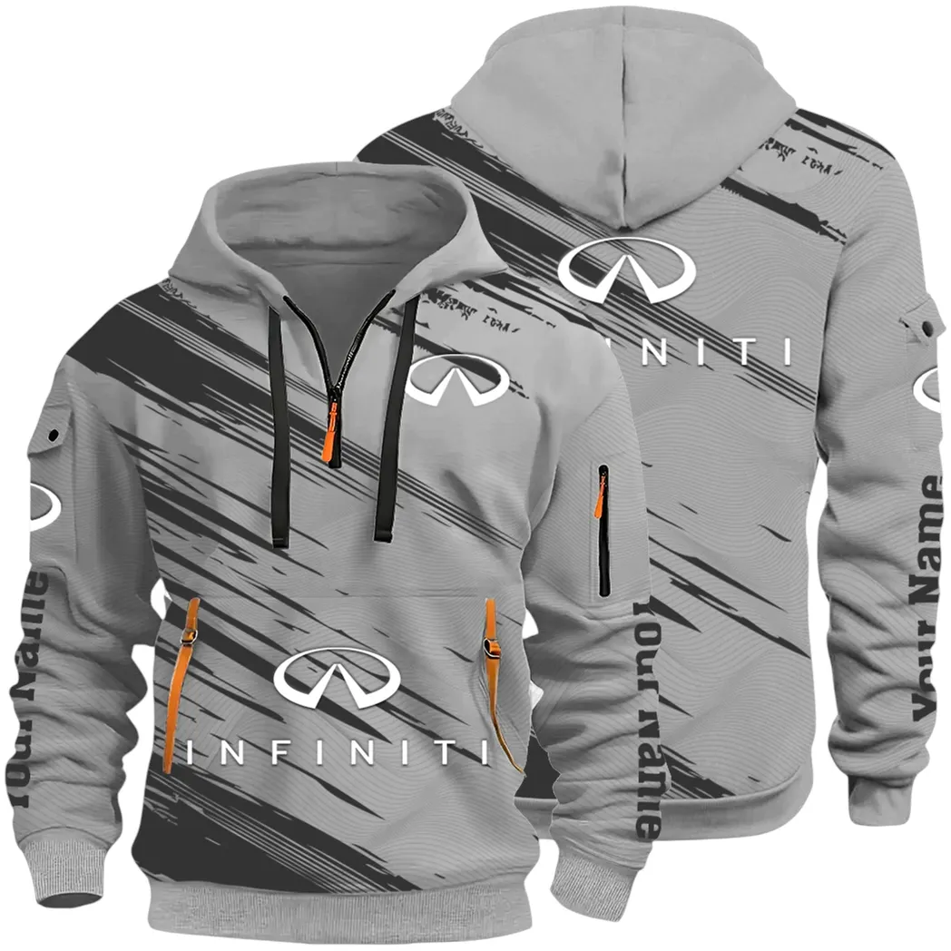 Executive Car Hoodie Half Zip 3D, Lightweight & Casual Comfort Hoodie CAR514 - Gray