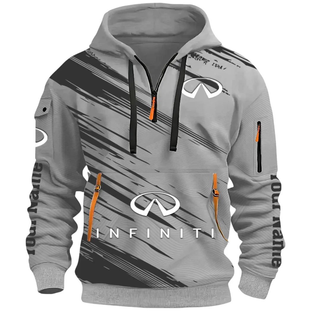 Executive Car Hoodie Half Zip 3D, Lightweight & Casual Comfort Hoodie CAR514 - Gray - Image 2